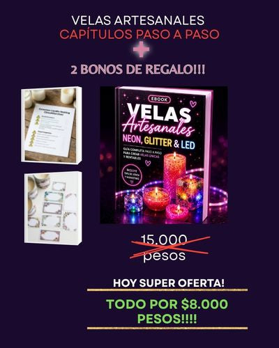Ebook Velas Artesanales: Neon, Glitter y LED + Bonus